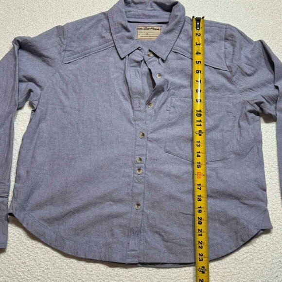 NWOT Free People We The Free Classic Oxford Top Button Front Pocket Purple Sz M - Picture 10 of 10
